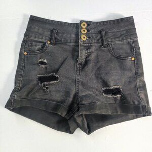 ally high-rise distressed ripped short black girls' size 8